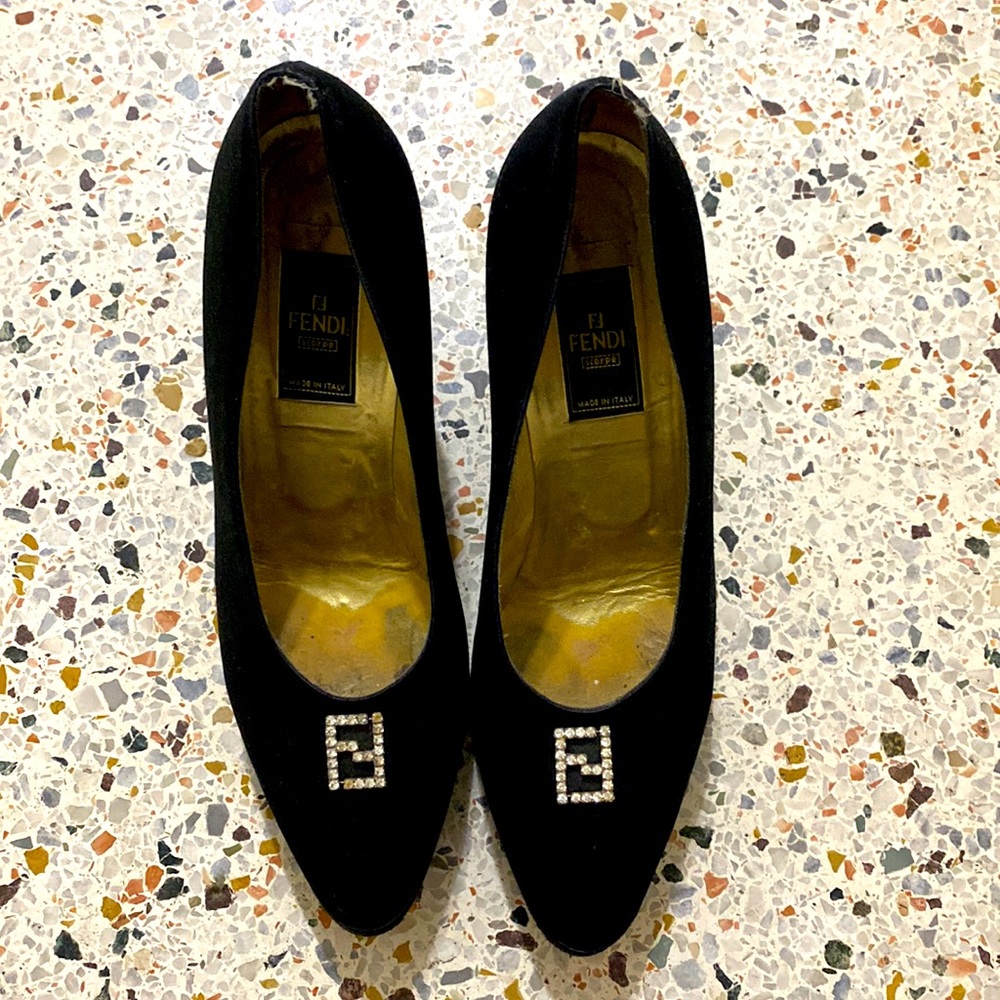 Fendi Black Satin heels